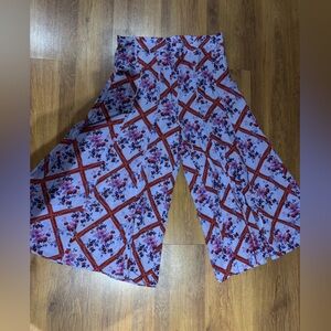 Free People Red and Purple Floral Pants